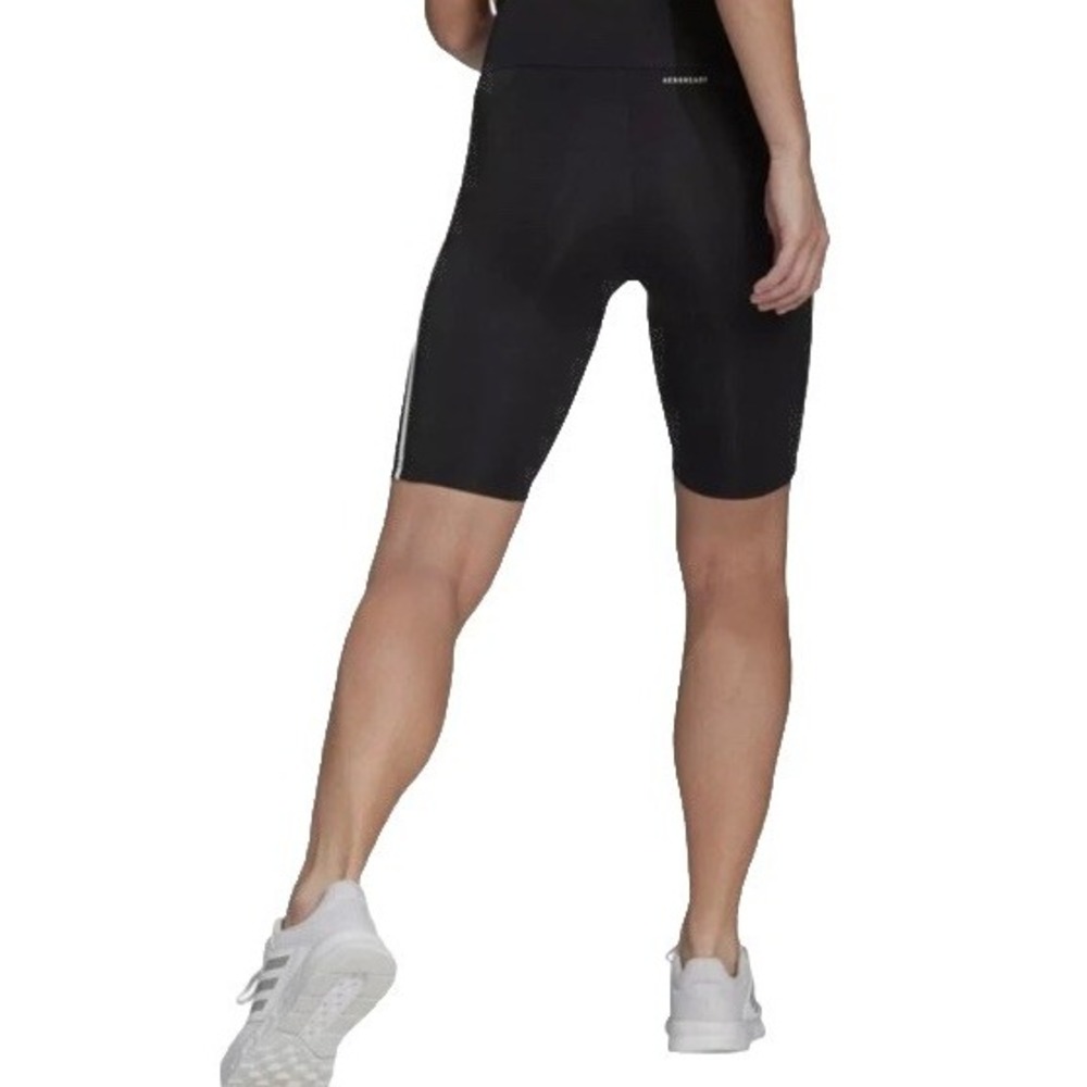 adidas Black High-Waist 3-Stripes Athletic Bike Shorts - Picture 2 of 4